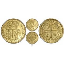 Brazil (struck in Lisbon), 4000 reis, Joao V, 1749, encapsulated NGC AU 55.