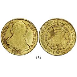 Santiago, Chile, bust 8 escudos, Charles IV (bust of Charles III), 1805FJ.
