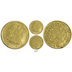 Santiago, Chile, bust 2 escudos, Charles IV (bust of Charles III), 1791DA.