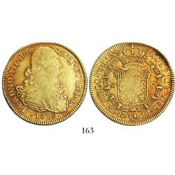 Bogota, Colombia, bust 8 escudos, Ferdinand VII (bust of Charles IV), 1819JF, no dot between IN and