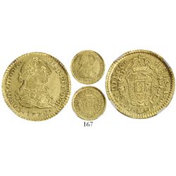 Popayan, Colombia, bust 1 escudo, Charles III, 1772JS, encapsulated NGC MS 61.