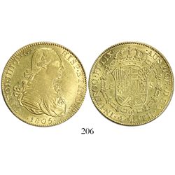 Mexico City, Mexico, bust 8 escudos, Charles IV, 1805TH.