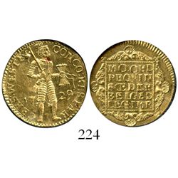 Westfriesland, United Netherlands, ducat, 1729, from the Vliegenthart (1735), in promotional holder.