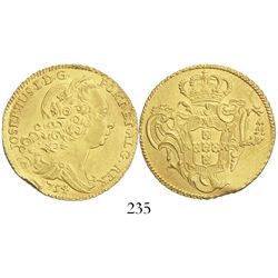 Lisbon, Portugal, 6400 reis (peca), Jose I, 1754, from the "Clive of India Treasure" (ca. 1755).