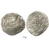Image 1 : Potosi, Bolivia, cob 8 reales, 1618T, upper half of shield transposed, Grade-2 quality but no Grade