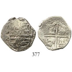 Potosi, Bolivia, cob 2 reales, Philip III, assayer Q, Grade-1 quality, with original tag but certifi