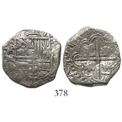 Potosi, Bolivia, cob 2 reales, 1617M/C (unique over-assayer), Grade 1.