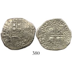 Potosi, Bolivia, cob 2 reales, 1618PAL, Grade 1, rare.