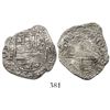 Image 1 : Potosi, Bolivia, cob 2 reales, 16(18)T/PL, denomination o-\\, Grade 2, very rare.