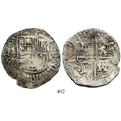 Potosi, Bolivia, cob 8 reales, 1617M, encapsulated NGC shipwreck effect.