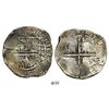Image 1 : Seville, Spain, cob 4 reales, 1590/89 date to right of shield, assayer Gothic D at 4 o'clock outside