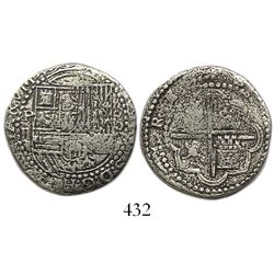 Lima, Peru, 2 reales, Philip II, assayer Diego de la Torre, P-ii to left, oD-* to right, rare as fro