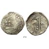 Image 1 : Potosi, Bolivia, cob 8 reales, 1649O, with crowned-L countermark on cross, ex-Ponterio.