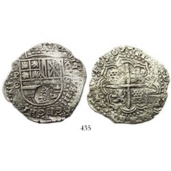 Potosi, Bolivia, cob 8 reales, 1650O, with crowned-dot-F-dot countermark on shield, ex-Ponterio.