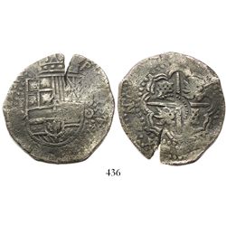 Potosí, Bolivia, cob 8 reales, (1650)O, with crown alone countermark (very rare) on cross side, ex-H