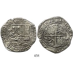 Potosi, Bolivia, cob 8 reales, 1651E, with common crown-alone countermark on shield, ex-Ponterio.