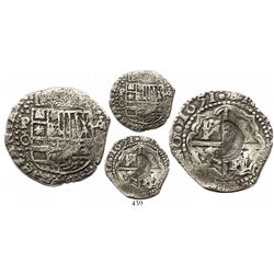 Potosi, Bolivia, cob 4 reales, 1651O, with rare crown-alone countermark on cross, ex-Ponterio.
