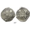 Image 1 : Potosi, Bolivia, cob 4 reales, 1654E, dot-PH-dot at top, ex-Ponterio.