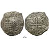 Image 1 : Potosi, Bolivia, cob 8 reales, (16)50O, crowned-dot-F-dot countermark on shield.
