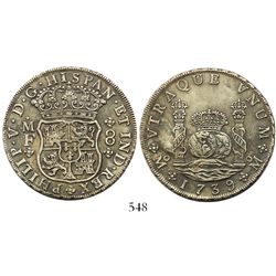 Mexico City, Mexico, pillar 8 reales, Philip V, 1739MF.