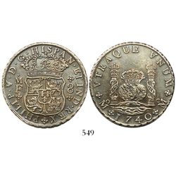 Mexico City, Mexico, pillar 8 reales, Philip V, 1740MF with 4/3.