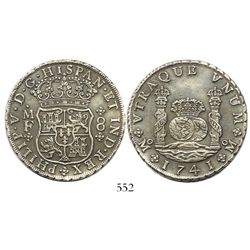 Mexico City, Mexico, pillar 8 reales, Philip V, 1741MF.