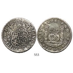 Mexico City, Mexico, pillar 8 reales, Philip V, 1742/1MF.