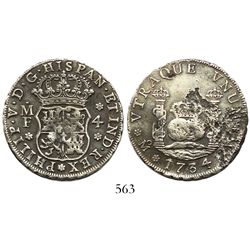 Mexico City, Mexico, pillar 4 reales, Philip V, 1734MF, 3/3 in date, rare.