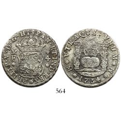 Mexico City, Mexico, pillar 4 reales, Philip V, 1734MF.