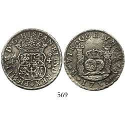 Mexico City, Mexico, pillar 4 reales, Philip V, 1739MF.