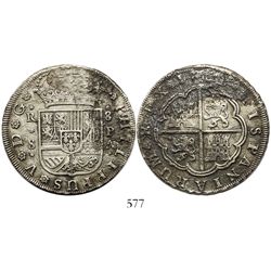 Seville, Spain, milled 8 reales, Philip V, 1732PA.