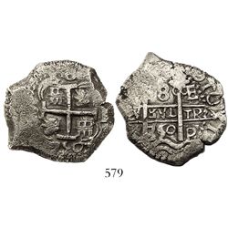 Potosi, Bolivia, cob 8 reales, 1750E.