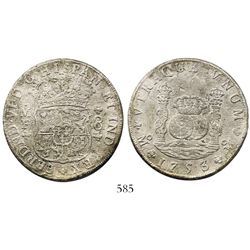 Mexico City, Mexico, pillar 8 reales, Ferdinand VI, 1753MF.