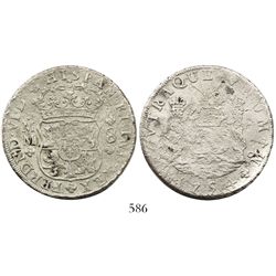 Mexico City, Mexico, pillar 8 reales, Ferdinand VI, 1754MM, unalike crowns.