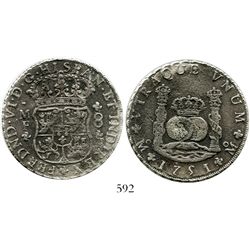 Mexico City, Mexico, pillar 8 reales, Ferdinand VI, 1751MF.