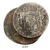 Image 1 : Clump of 3 Spanish colonial bust 8R (probably Lima, Peru, 1800IJ), uncleaned as found except for one