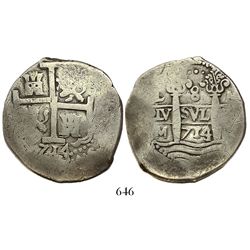 Lima, Peru, cob 8 reales, 1714/3M.