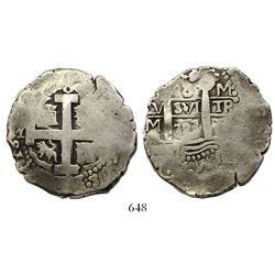 Lima, Peru, cob 8 reales, 1723M, rare.