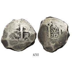 Lima, Peru, cob 8 reales, 1737N.