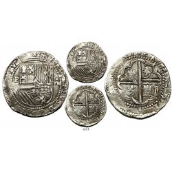 Potosí, Bolivia, cob 8 reales, Philip II, P-erasure-C, very rare.