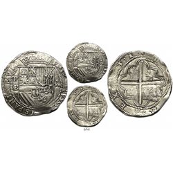 Potosí, Bolivia, cob 8 reales, Philip II, assayer B (2nd period), "Great Module."