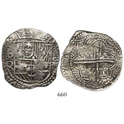 Potosi, Bolivia, cob 8 reales, Philip III, assayer Q.