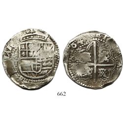 Potosi, Bolivia, cob 8 reales, 1645T.
