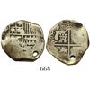 Image 1 : Potosi, Bolivia, cob 2 reales, (1)634(T), very rare, Plate Coin in Sellschopp.