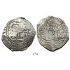 Image 1 : Potosi, Bolivia, cob 8 reales, 1652E post-transitional (transitional Type VIII/B), 1-PH-6 at top.