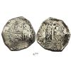 Image 1 : Potosi, Bolivia, cob 8 reales, 1656E, PH at top.
