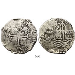 Potosi, Bolivia, cob 8 reales, 1662E.