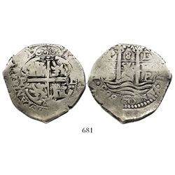Potosi, Bolivia, cob 8 reales, 1663E.