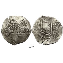 Potosi, Bolivia, cob 8 reales, 1664E.