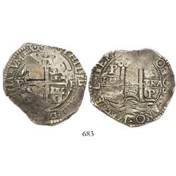 Potosi, Bolivia, cob 8 reales, 1665E.